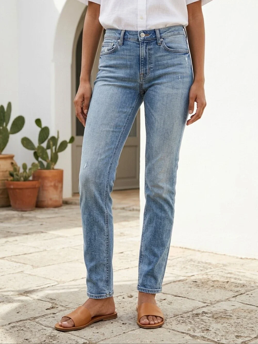 J.Crew Matchstick Jeans 25 Cloud Nine Wash Distressed Straight Leg Denim Y2K
